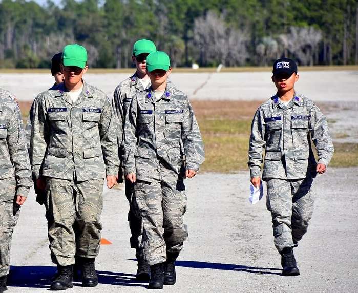 Leading cadets at Civil Air Patrol encampment